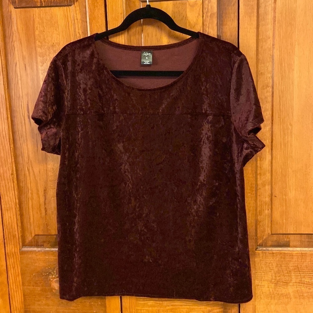 City Streets Polyester Velore-Look Crop Holiday Top Dressy